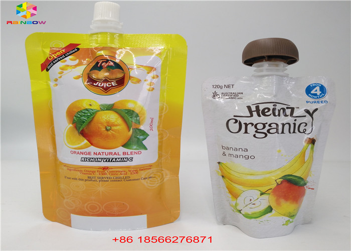 Os sacos líquidos reusáveis do bico, levantam-se malotes com o bico do suco da folha de Doypack do tampão