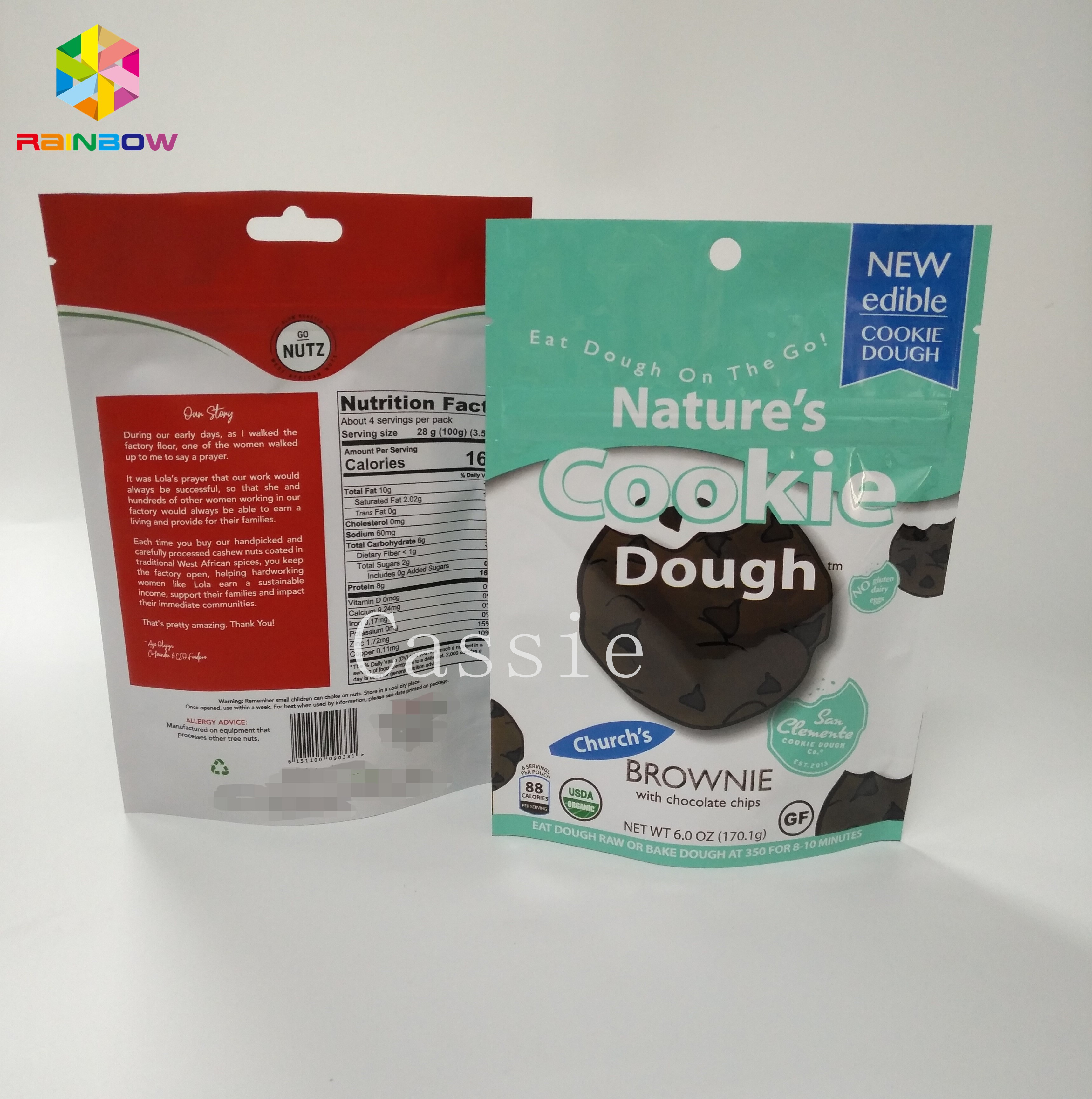 O costume imprimiu sacos de empacotamento do petisco as cookies da prova que do cheiro se levantam o malote com Ziplock