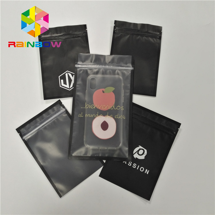 O costume imprimiu o saco de plástico lateral do selo três para o telefone Shell que empacota com parte dianteira do zíper e do espaço livre