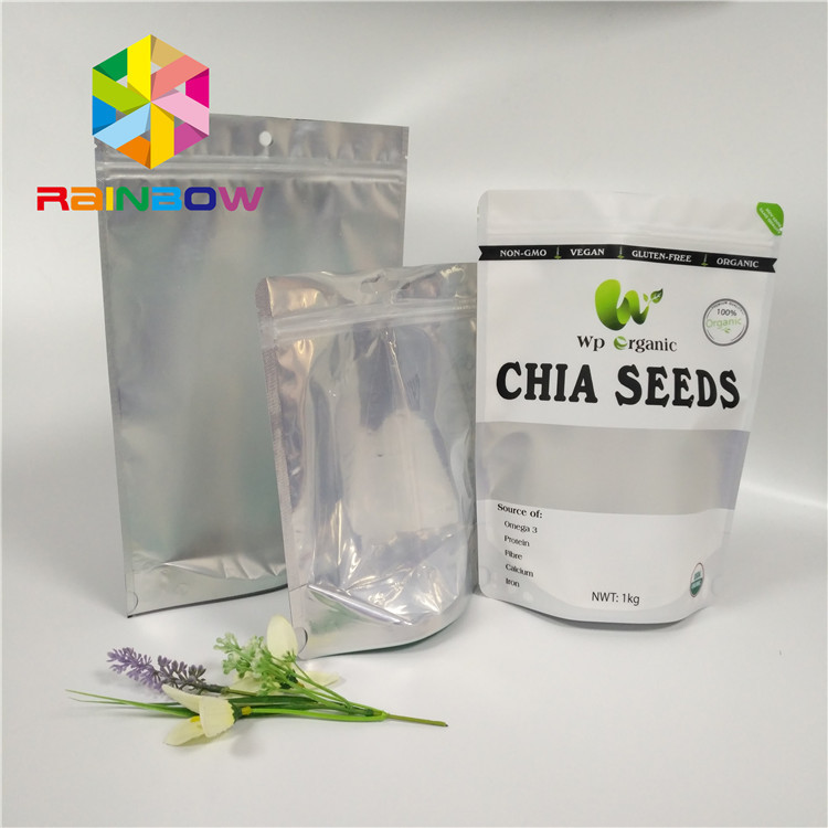 A folha de alumínio por atacado de produto comestível levanta-se o saco Ziplock com a janela dianteira clara para sementes/empacotamento dos frutos secos