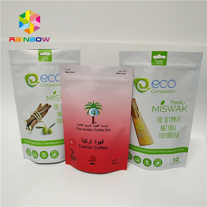 O saco laminado do zíper dos bas da folha levanta-se a venda quente plástica impressa costume de empacotamento dos malotes do café dos sacos de plástico do malote