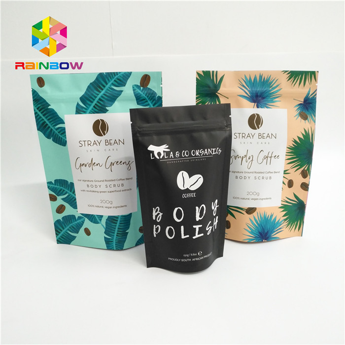 O costume material lustroso impresso levanta-se o saco de café dos malotes para o empacotamento de alimento