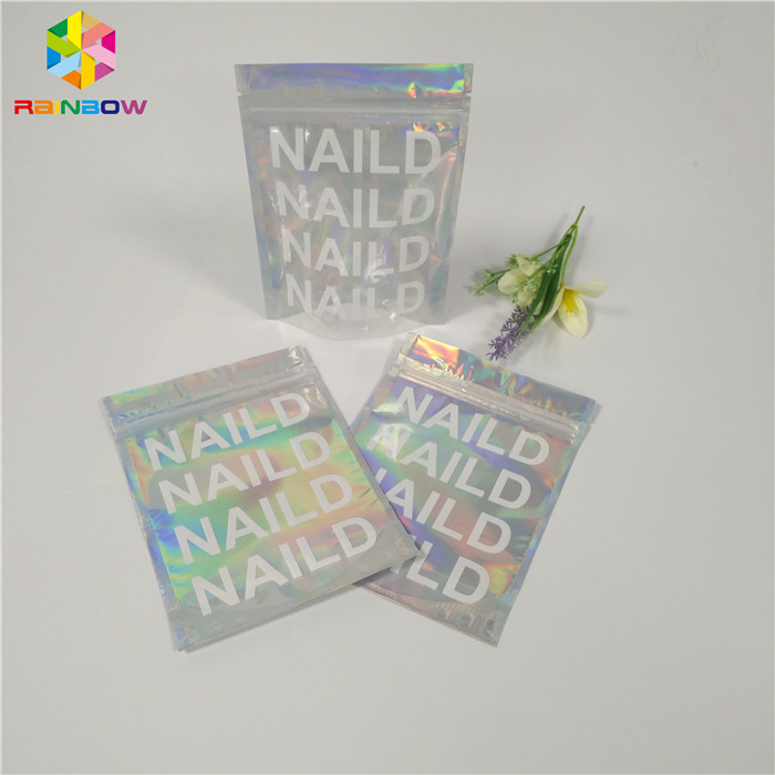 Material plástico liso Ziplock de empacotamento cosmético de Mylar do holograma claro do saco da soldadura térmica