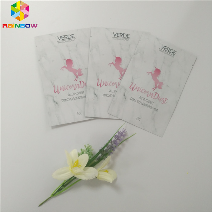 Revestimento de superfície impresso lustroso de empacotamento cosmético da folha de alumínio do saco da máscara facial