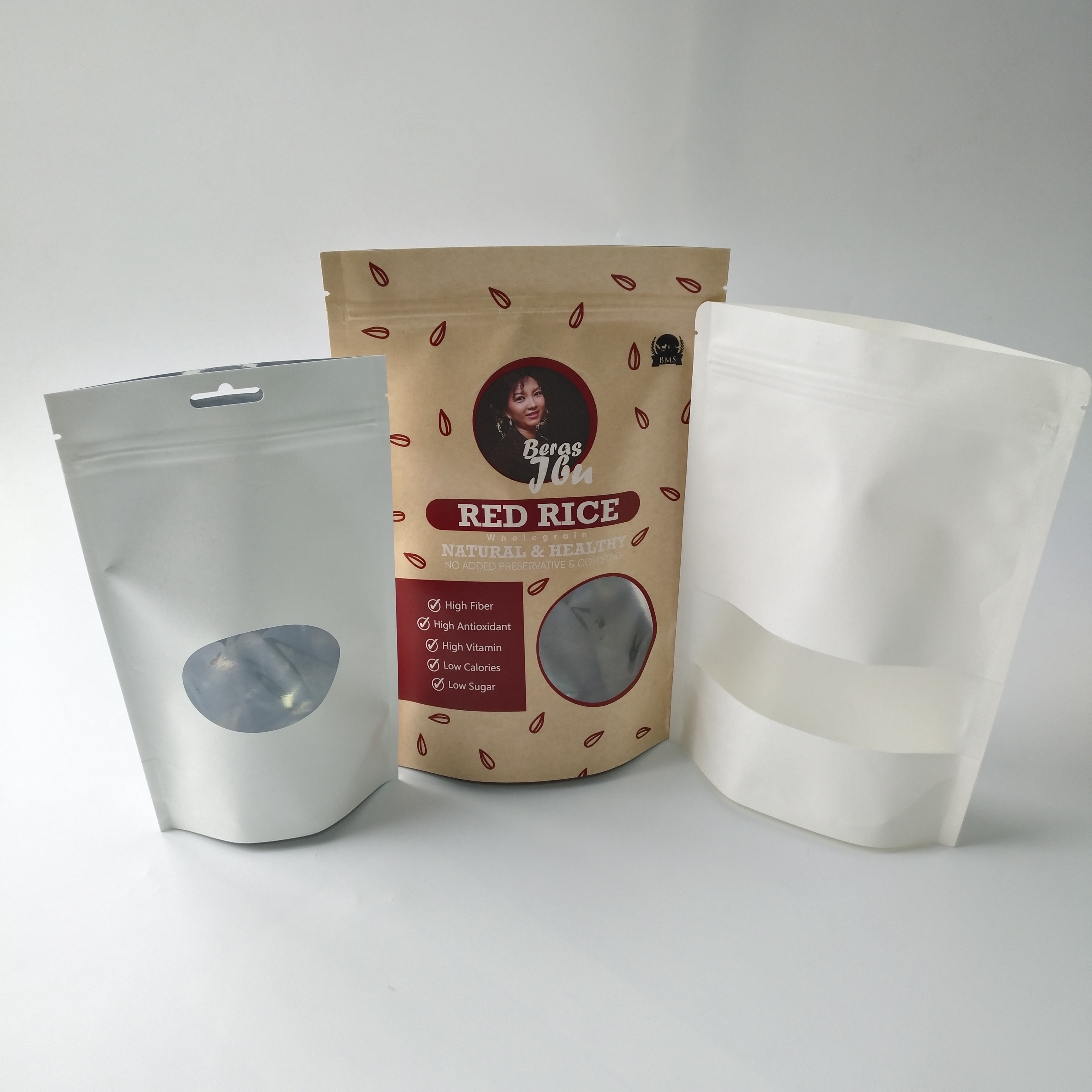 Levante-se o produto comestível de empacotamento de caixa de papel dos malotes com janela retangular/oval clara