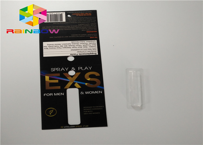 Cartão de papel de empacotamento de dobramento de empacotamento do pulverizador do cartão feito sob encomenda da bolha da corrediça com furo
