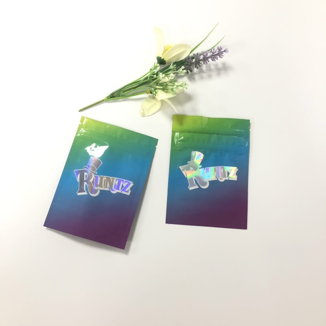 Crianças holográficas dos sacos de plástico do fechamento do fecho de correr de Runtz da prova do cheiro resistentes para a cápsula/comprimidos
