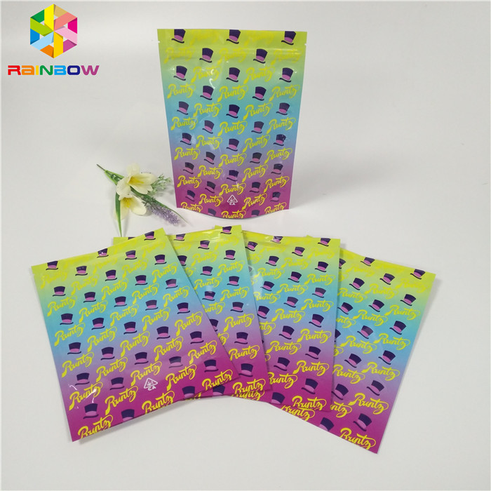 Superfície lustrosa de empacotamento de empacotamento dos sacos da erva daninha da prova do cheiro do malote da folha do costume 1oz 3.5g