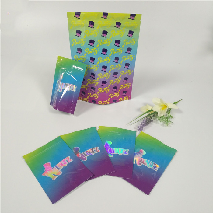 Resealable brilhantes do holograma plástico levantam-se a prova Ziplock do cheiro dos sacos de Runtz dos malotes