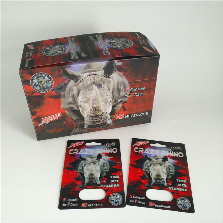 A pantera vermelha 3d do rinoceronte 69 carda a bolha plástica que empacota o tamanho feito sob encomenda para a cápsula masculina