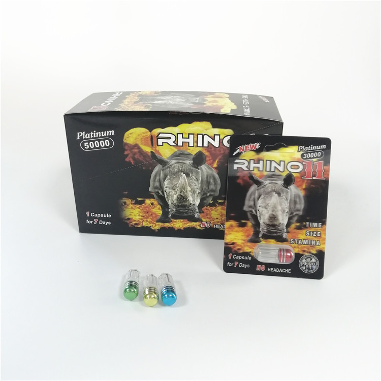 bolha plástica do rinoceronte 3D que empacota o tamanho personalizado para as cápsulas sexuais masculinas