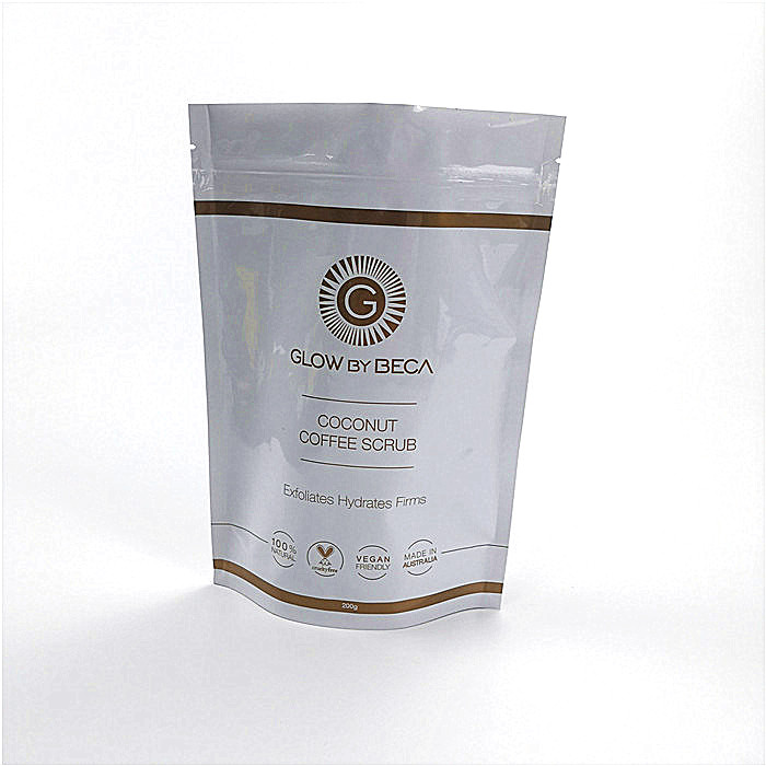 O empacotamento branco lustroso dos malotes plásticos de Mylar levanta-se o malote para o empacotamento do café