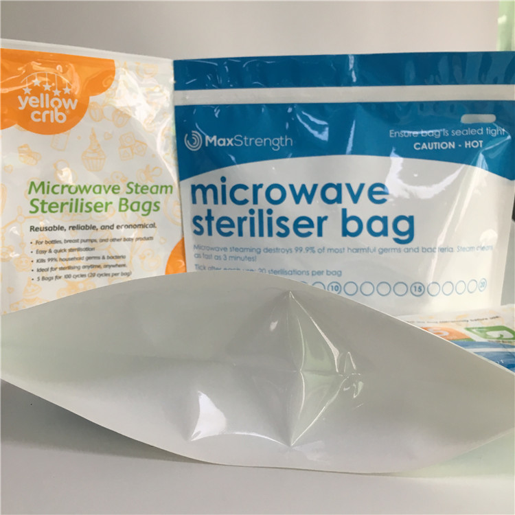 Os sacos Ziplock do reforço da parte inferior da micro-ondas lustrosos levantam-se o malote plástico da retorta do esterilizador