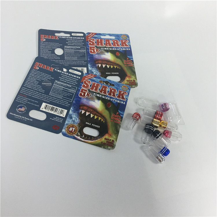 Cápsulas masculinas do comprimido do realce do rinoceronte que empacotam os cartões de papel do tubarão da bolha das caixas