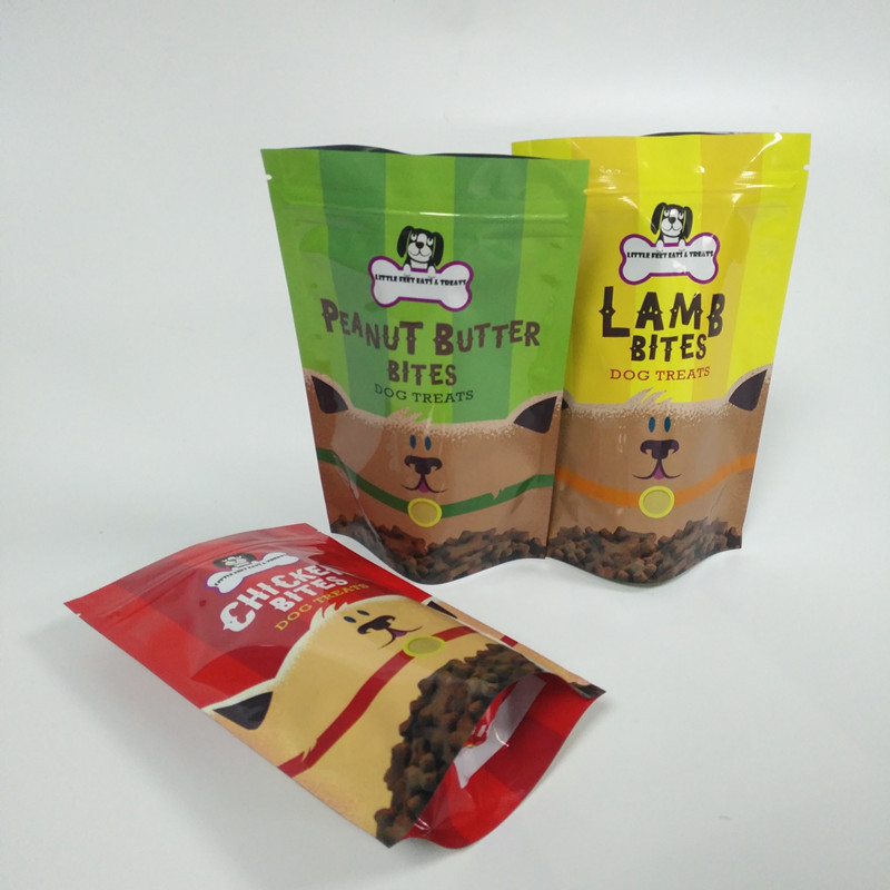 A impressão de Digitas levanta-se os alimentos para animais de estimação dos sacos do malote do zíper que embalam o material plástico