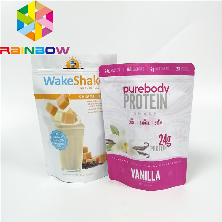 O empacotamento puro dos malotes plásticos do pó da vitamina C levanta-se o malote superior da folha de Mylar do fecho de correr