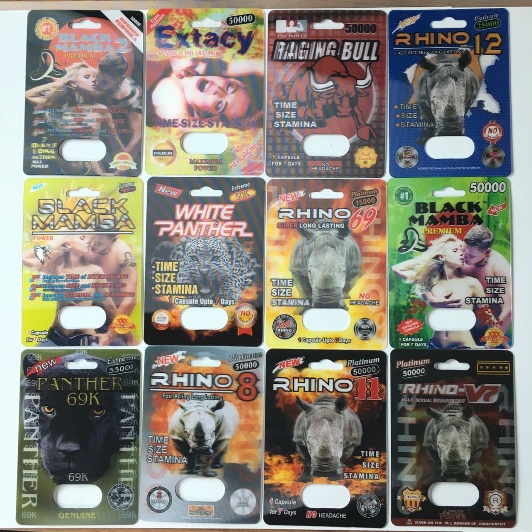 Bloco masculino de empacotamento reciclável do comprimido do realce do rinoceronte 25k da pantera do cartão de papel