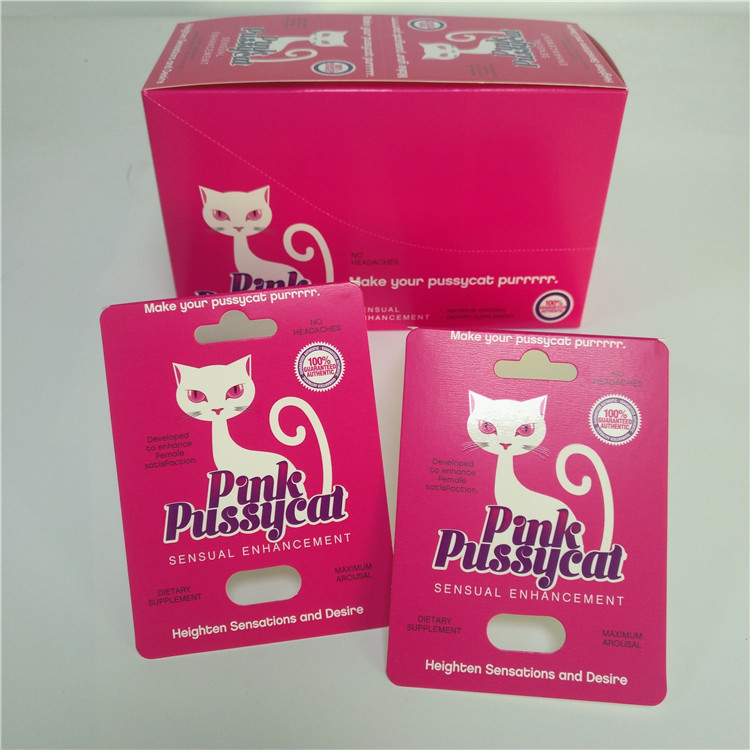 Caixa de exposição de empacotamento do realçador cor-de-rosa do sexo da bolha do cartão de papel do comprimido do sexo do gatinho