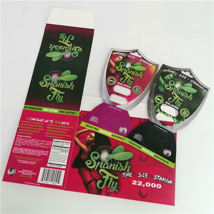 Cartão de papel de empacotamento masculino de bloco de bolha dos comprimidos do realce para cápsulas do comprimido do sexo D2