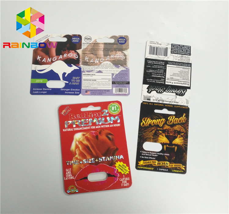 Deslize os comprimidos masculinos do realce do cartão da inserção da bolha que embalam o revestimento da superfície 3D