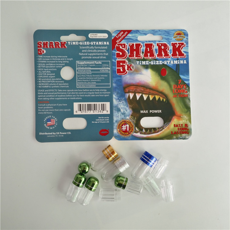 Bloco masculino de empacotamento dos comprimidos do realce do cartão de papel da bolha com bala plástica