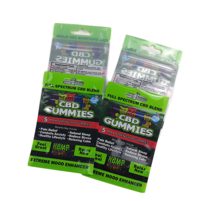Malotes plásticos de saco liso de Mylar que empacotam o furo de suspensão selado três lados para Cbd Gummies