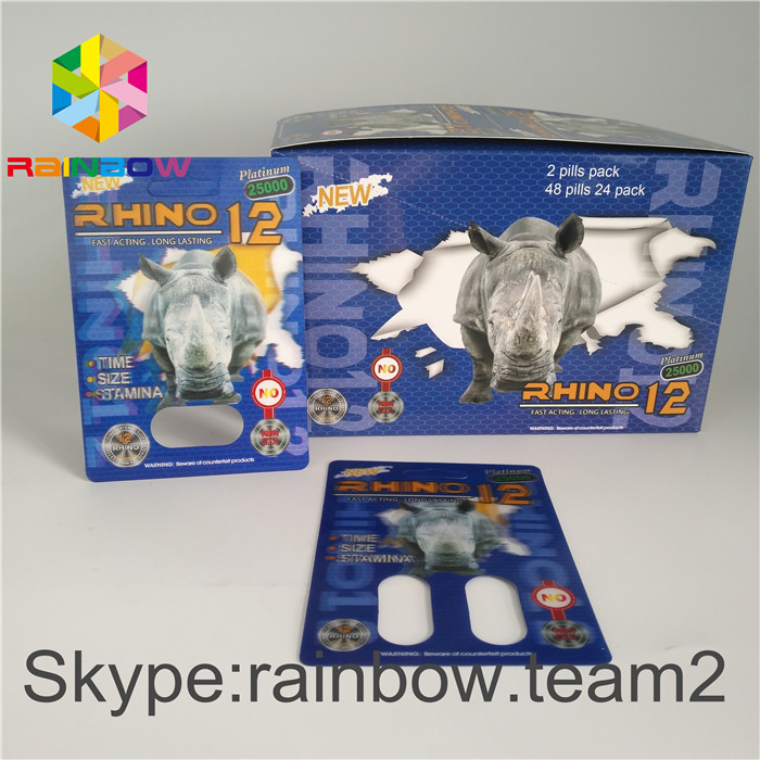 Bloco de bolha sexual masculino do realce que empacota caixas de exposição do papel de 350g 400g para a cápsula