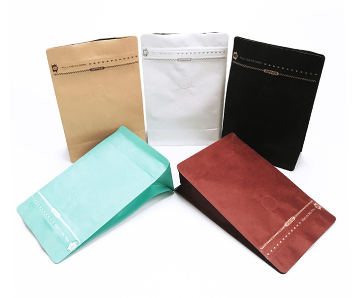 Saquinhos de chá da parte inferior lisa que empacotam o papel de embalagem Resealable impresso costume com válvula