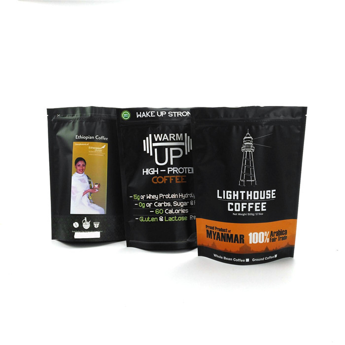 Os sacos matte de Mylar do café do branco 1kg da folha de alumínio levantam-se o malote do feijão de café com zíper