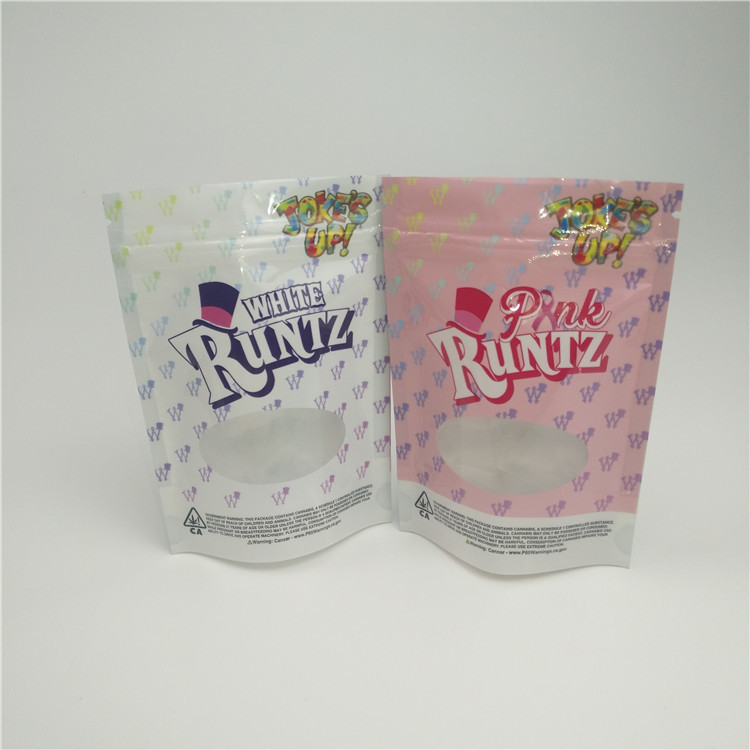 Saco de empacotamento erval da prova do cheiro o saco Ziplock com a janela para a embalagem gomosa fria do cânhamo CBD