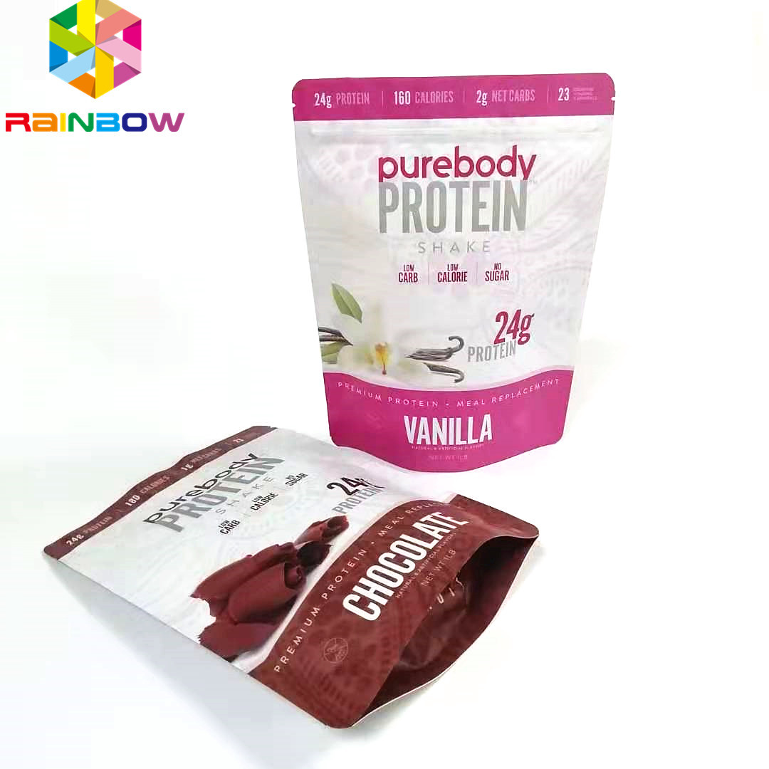 O suporte reusável acima do malote com tipo liso de empacotamento do malote do zíper do armazenamento ziplock do alimento imprimiu sacos