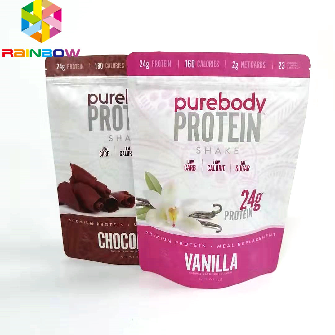 O suporte Resealable acima dos sacos ziplock para o costume do alimento/pó imprimiu o saco de empacotamento de terminação matt do malote