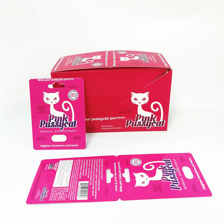Caixa de papel masculina feito-à-medida do comprimido da bolha do realce que empacota a caixa de cartão cor-de-rosa do gatinho