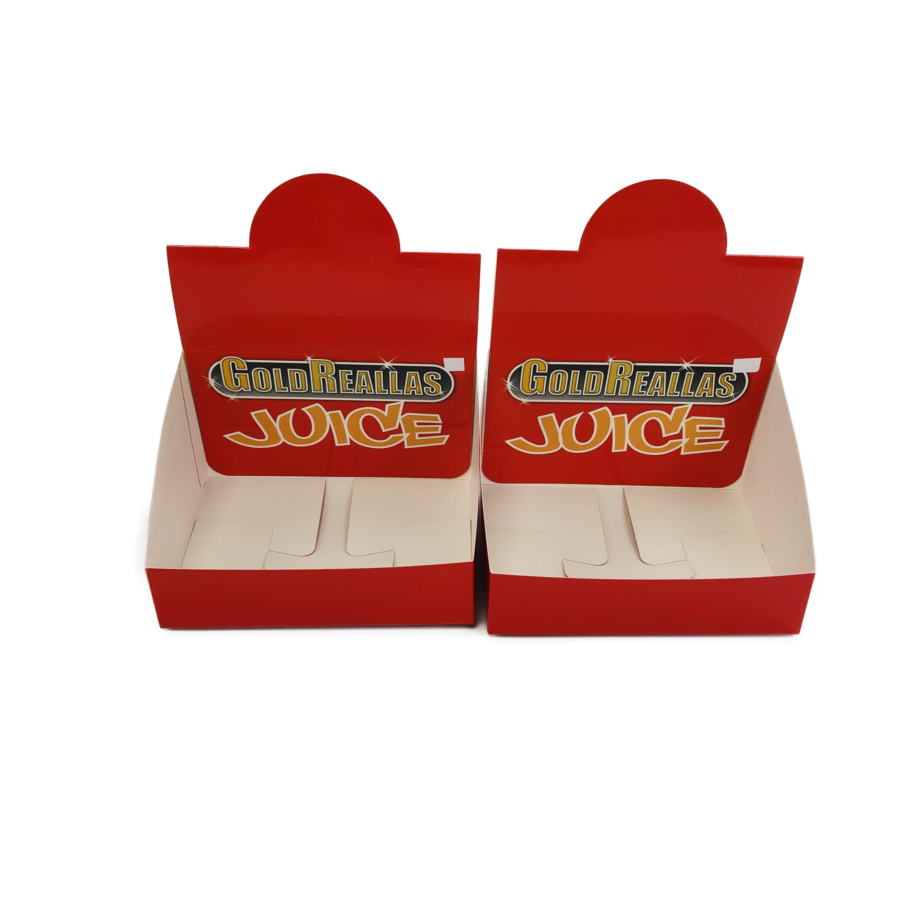 A caixa de exposição do papel do cartão que empacota a cor de CMYK para a exposição das garrafas do brilho ensaca o empacotamento