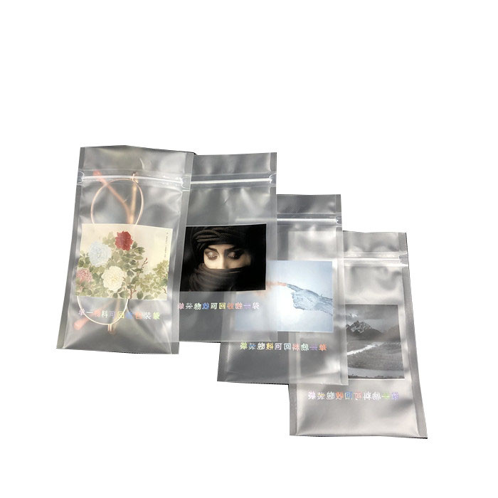 Bilaterais selados dobram o saco de plástico claro reciclável de empacotamento do saco da decoração feita sob encomenda por atacado inferior do malote