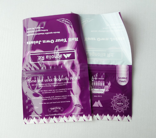 Malote de cigarro de rolamento livre de Preroll da amostra com o malote de cigarro 50g esparadrapo com zíper