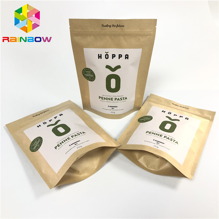 Suporte resealable impresso feito sob encomenda dos sacos de papel de Brown kraft acima do malote de empacotamento do papel ziplock