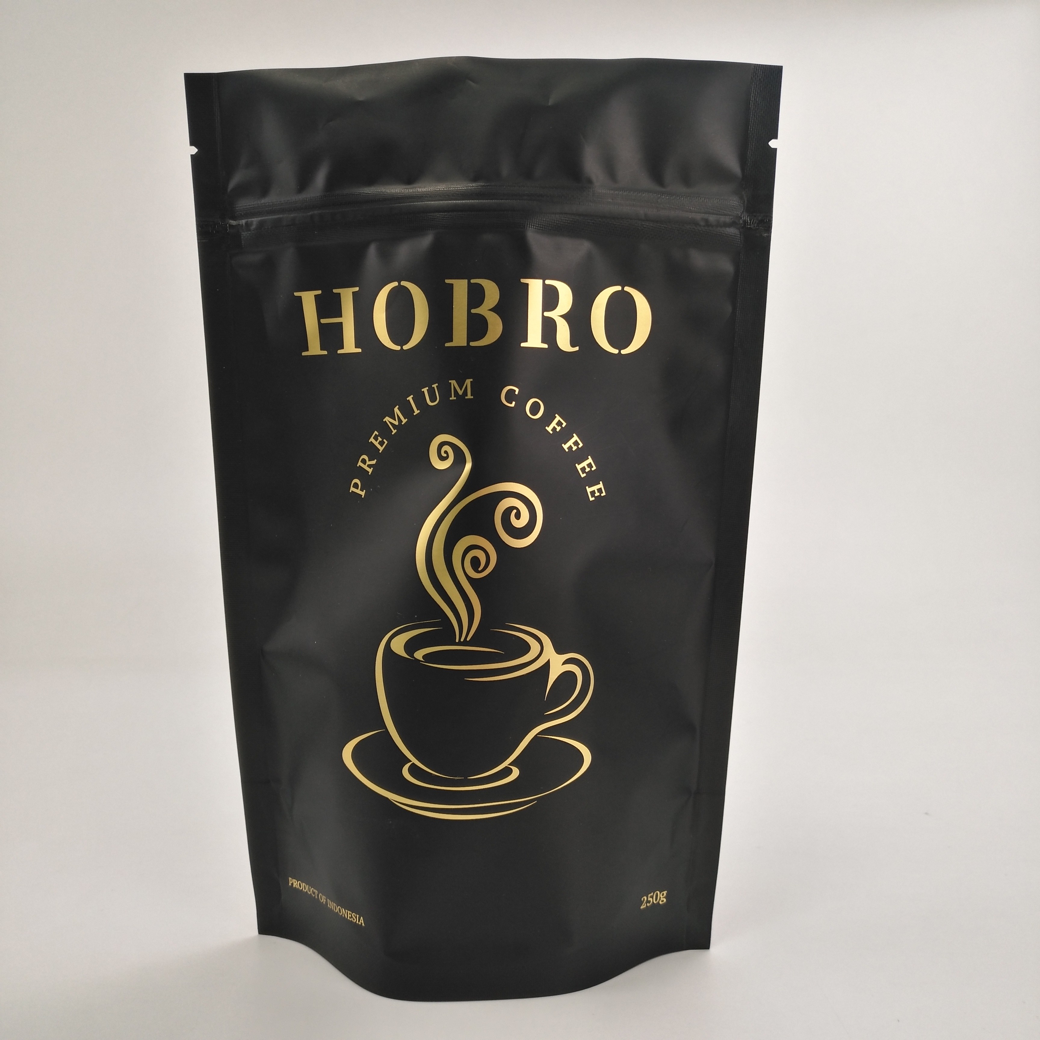 Levante-se o café de empacotamento Bean Packaging Bags With Valve do saco do café do fechamento do fecho de correr de Matt Black Laminated Aluminum Foil