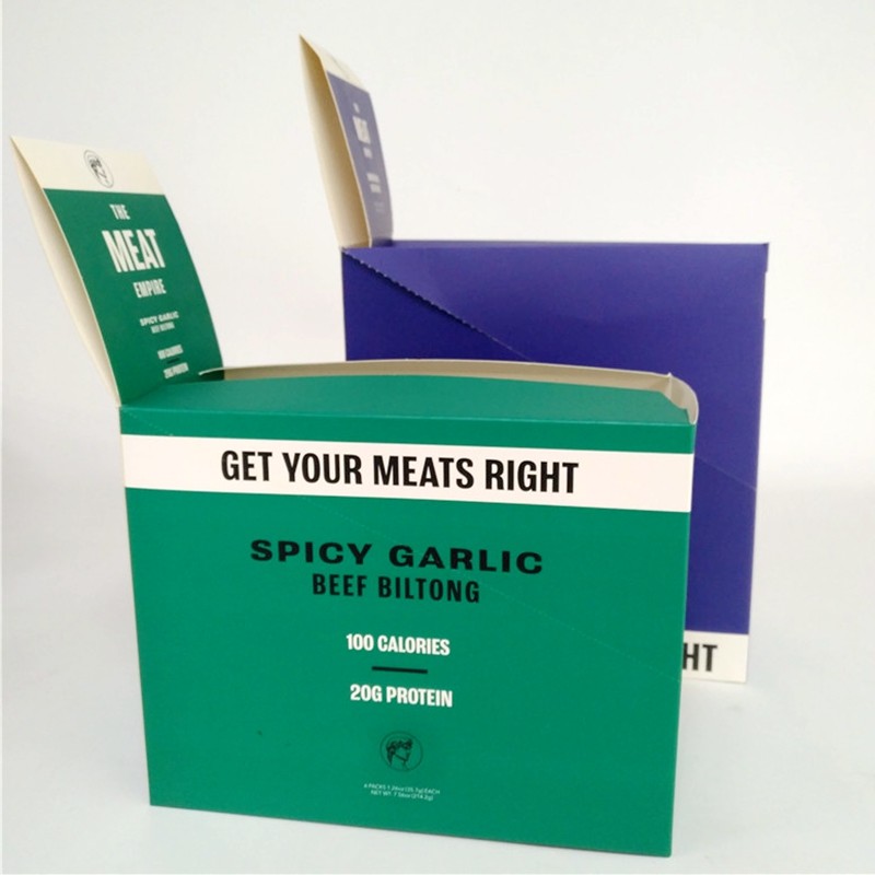 O chocolate impresso feito sob encomenda do bolo da caixa de papel da coleção da carne seca da carne corrugou caixas de exposição do cartão