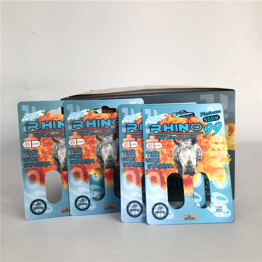 Rinoceronte 99 cartões do rinoceronte do furo 3D do dobro 500k para o comprimido masculino do realce