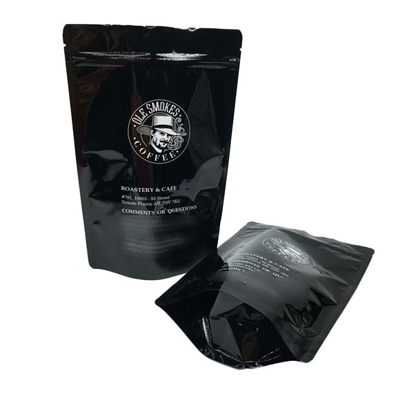 Os feijões de café levantam-se o preto lustroso impresso feito sob encomenda do malote 100g 500g 1kg do zíper