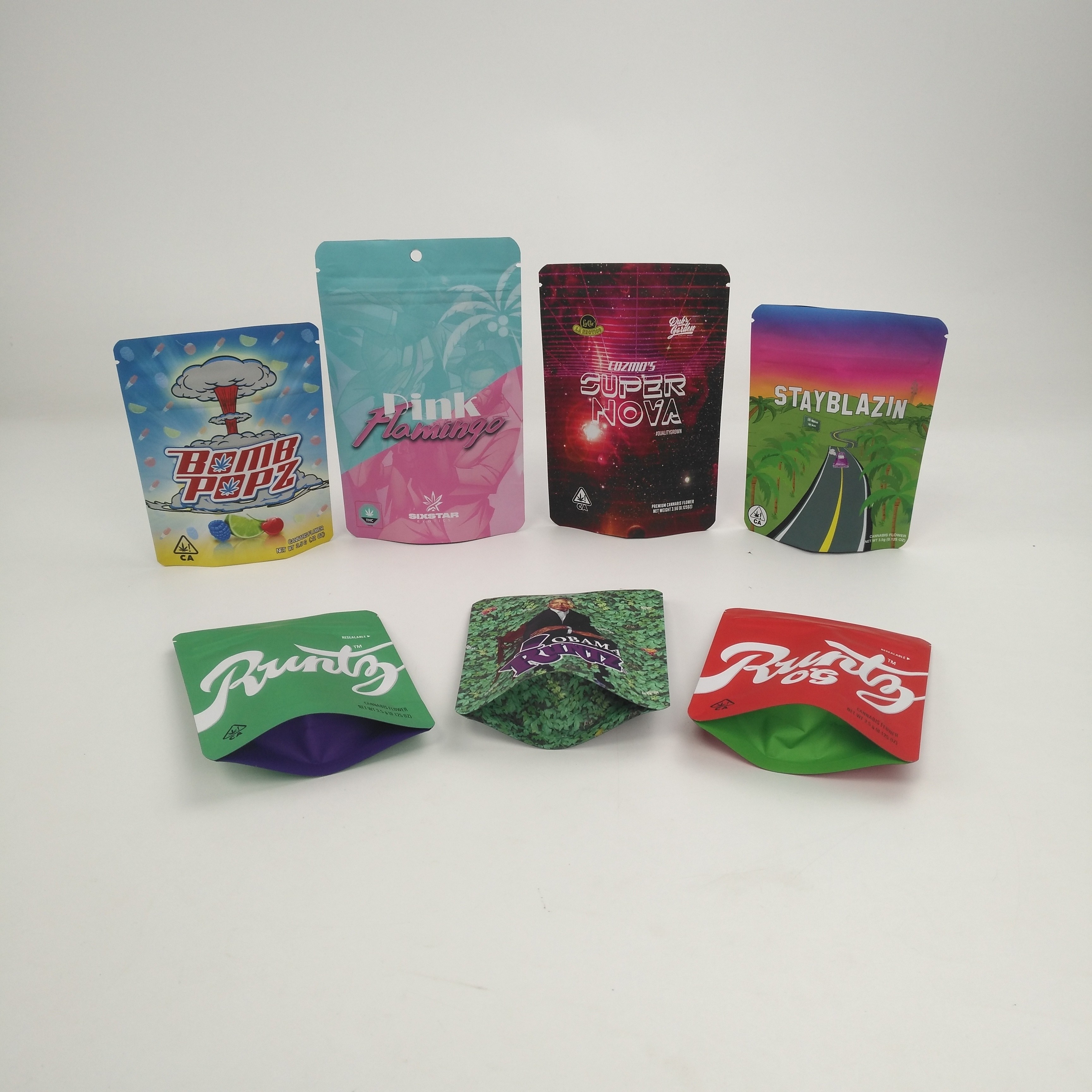 As cookies personalizadas do logotipo 3.5g 7g 14g 28g 1pound levantam-se sacos para cannabis Runtz de Kush Haze Herb CBD