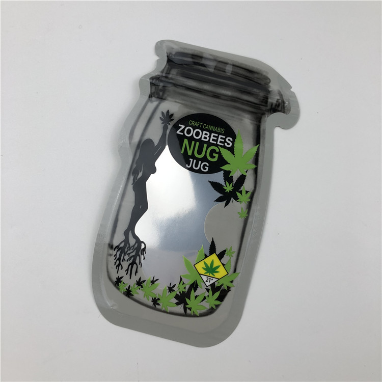 Mason Jar Pouches For CBD semeia malotes de embalagem irregulares da folha Indica de Gummies THC da flor de CBD com zíper