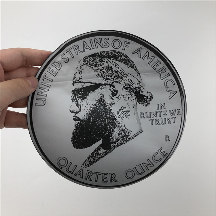 O toque que macio 3.5g plástico embala Mylar ensaca malotes irregulares cortados com círculo Ziplock dá forma a malotes das cookies 7g