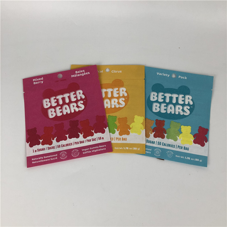 Calor liso do selo três lateral - sacos de empacotamento biodegradáveis comestíveis de selagem da cookie CBD THC Gummies do petisco