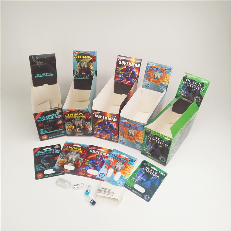 cartão Pantone CYMK CMRK da bolha do comprimido do realçador 90mic com caixa de exposição