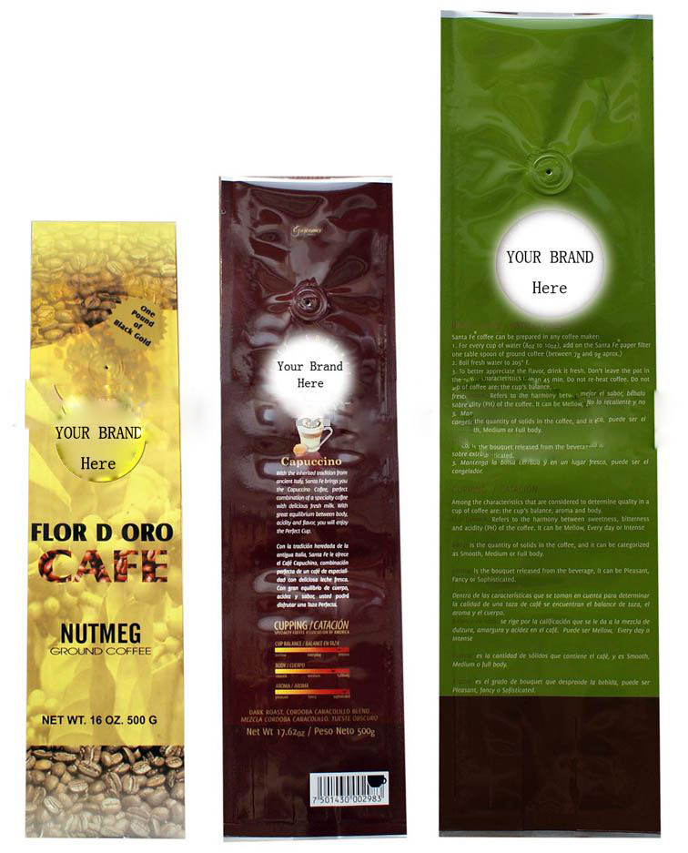 Saco da folha da válvula do café do ANIMAL DE ESTIMAÇÃO/AL/PE do OEM que empacota com fechamento do fecho de correr