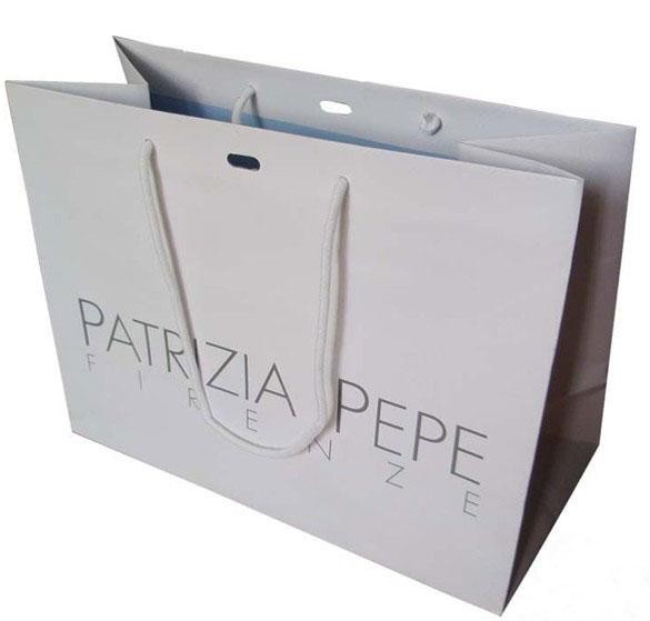 Grandes sacos de papel personalizados brancos do papel de embalagem Com furo no centro