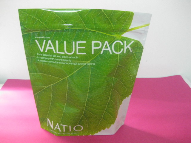 Verdes laminados recicl levantam-se o Ziplock do saco do malote para o creme facial