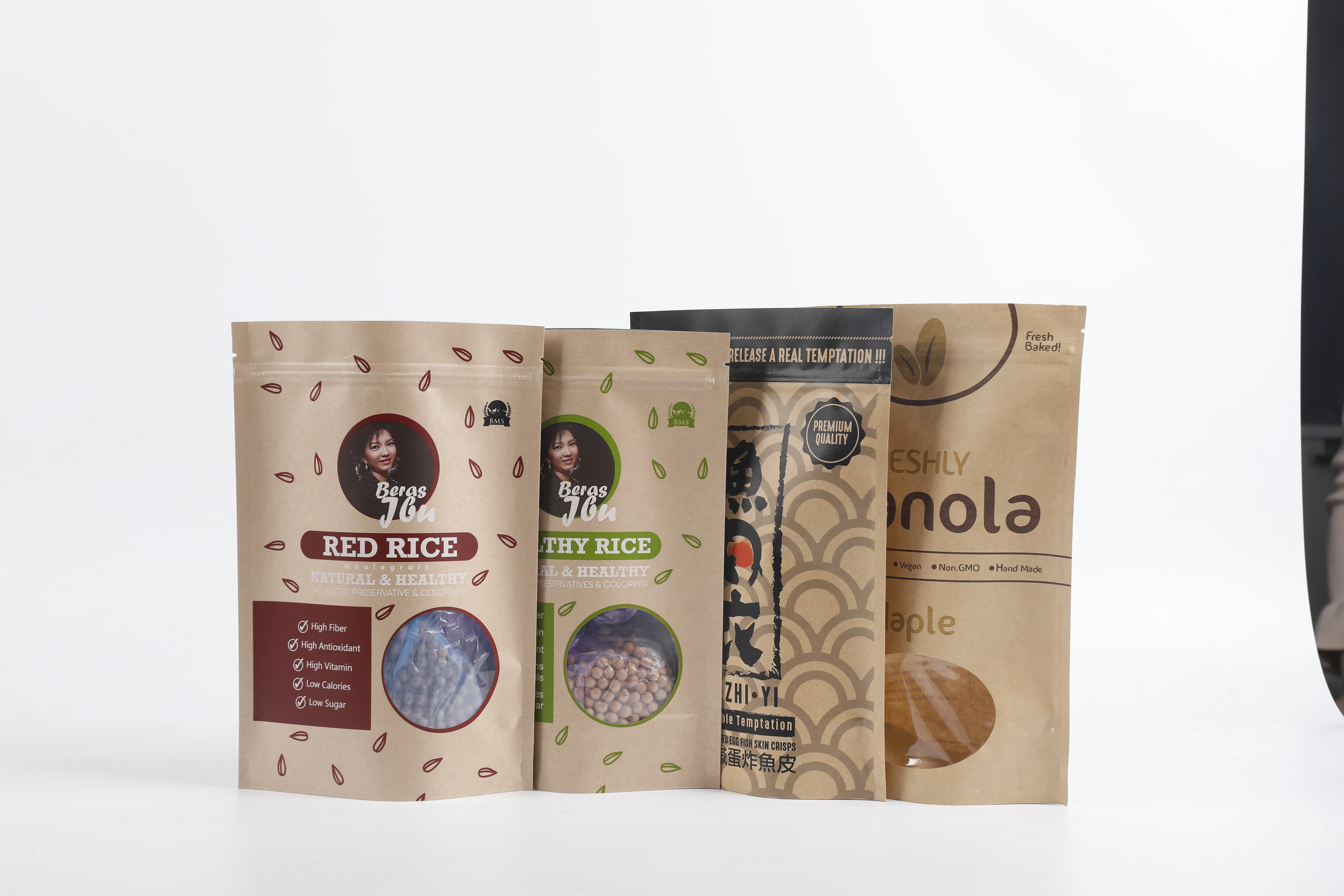 O malote biodegradável feito sob encomenda do zíper do papel de embalagem do PLA está acima do empacotamento de alimento do chá